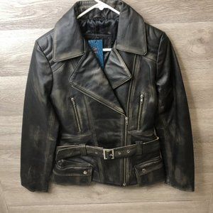 Infinity London XS Black Mary Leather Moto Jacket